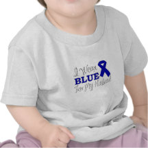 I Wear Blue For My Husband (Blue Awareness Ribbon) Tshirt