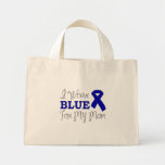 I Wear Blue For My Mom (Blue Awareness Ribbon) Canvas Bags