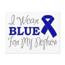 I Wear Blue For My Nephew (Blue Awareness Ribbon) Postcards