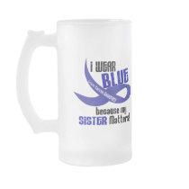 I Wear Blue For My Sister 33 COLON CANCER AWARENES mugs by awarenessgifts I Wear Blue For My Sister 33 COLON CANCER AWARENES mugs
