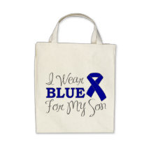 I Wear Blue For My Son (Blue Awareness Ribbon) Tote Bag