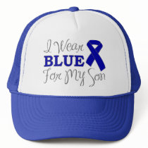 I Wear Blue For My Son (Blue Awareness Ribbon) Hats