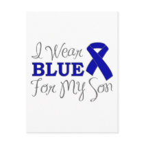 I Wear Blue For My Son (Blue Awareness Ribbon) Post Cards