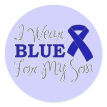 I Wear Blue For My Son (Blue Awareness Ribbon) Round Stickers