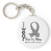 I Wear Brain Cancer Ribbon For My Hero Key Chains