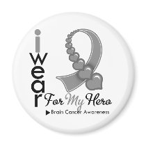 I Wear Brain Cancer Ribbon For My Hero Magnets