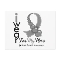 I Wear Brain Cancer Ribbon For My Hero Post Cards