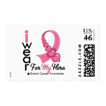 I Wear Breast Cancer Ribbon For My Hero Postage
