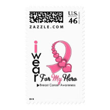 I Wear Breast Cancer Ribbon For My Hero Stamp