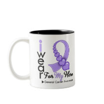 I Wear Cancer Ribbon For My Hero mugs