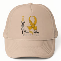 I Wear Childhood Cancer Ribbon For My Hero hats
