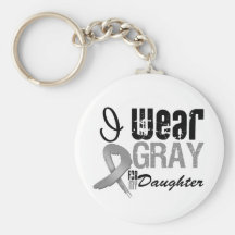I Wear Gray Awareness Ribbon For My Daughter Key Chains
