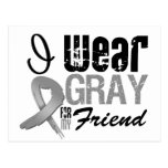 I Wear Gray Awareness Ribbon For My Friend Postcards
