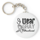 I Wear Gray Awareness Ribbon For My Husband keychains