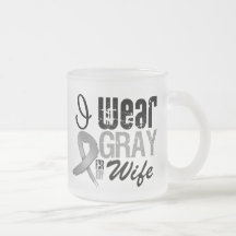 I Wear Gray Awareness Ribbon For My Wife Coffee Mug