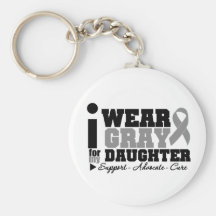 I Wear Gray Ribbon For My Daughter Key Chain