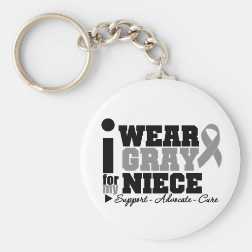 I Wear Gray Ribbon For My Niece Keychains