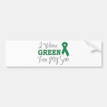 I Wear Green For My Son (Green Awareness Ribbon) Bumper Stickers