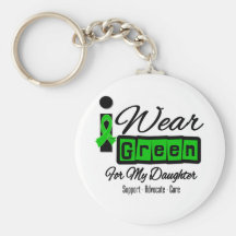 I Wear Green Ribbon (Retro) - Daughter Key Chain