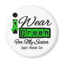I Wear Green Ribbon (Retro) - Sister Fridge Magnets