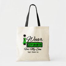 I Wear Green Ribbon (Retro) - Son Tote Bag