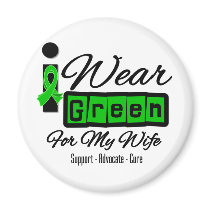 I Wear Green Ribbon (Retro) - Wife Fridge Magnet