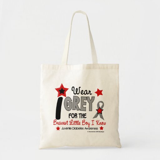 I Wear Grey 12 Bravest Little Boy Juv Diabetes Tote Bag