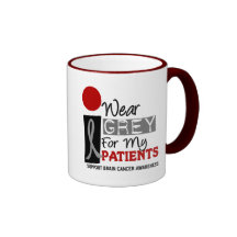 I Wear Grey For My Patients 9 BRAIN CANCER T-Shirt Mug