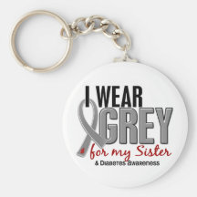 I Wear Grey For My Sister 10 Diabetes Keychain