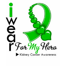 I Wear Kidney Cancer Ribbon For My Hero (*Green) t-shirts