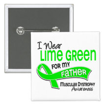 I Wear Lime Green 42 Father Muscular Dystrophy Pinback Buttons