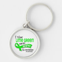 I Wear Lime Green 42 Wife Lyme Disease Key Chain