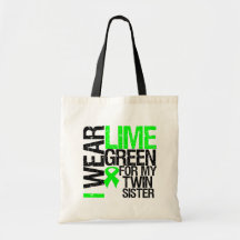 I Wear Lime Green For My Twin Sister Tote Bags