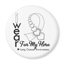 I Wear Lung Cancer Ribbon For My Hero magnets by cancerapparel I Wear Lung Cancer Ribbon For My Hero magnets