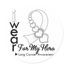 I Wear Lung Cancer Ribbon For My Hero stickers by cancerapparel I Wear Lung Cancer Ribbon For My Hero stickers