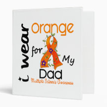 I Wear Orange 43 Dad MS Multiple Sclerosis 3 Ring Binders
