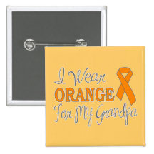 I Wear Orange For My Grandpa (Orange Ribbon) Pin