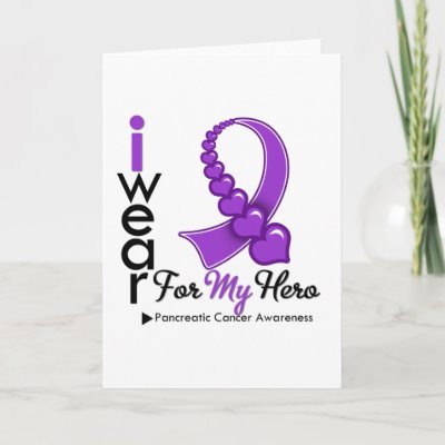 I Wear Pancreatic Cancer Ribbon For My Hero Cards by cancerapparel