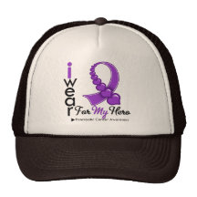 I Wear Pancreatic Cancer Ribbon For My Hero Trucker Hats