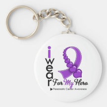 I Wear Pancreatic Cancer Ribbon For My Hero Key Chains