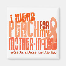 I Wear Peach For Mother-In-Law 6.4 Uterine Cancer Fridge Magnets