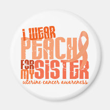 I Wear Peach For My Sister 6.4 Uterine Cancer Fridge Magnets