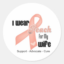 I Wear Peach For My Wife - Uterine Cancer Stickers