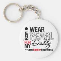 I Wear Pearl Ribbon For My Daddy Keychain