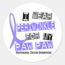 I Wear Periwinkle For My Paw Paw Esophageal Cancer Round Stickers