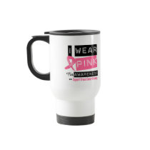 I Wear Pink For Breast Cancer Awareness mugs