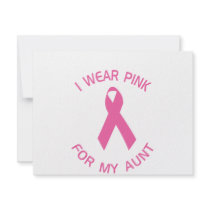 I Wear Pink For My Aunt Breast Cancer Awareness invitations