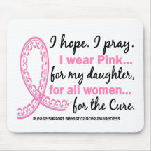 I Wear Pink For My Daughter Filigree Pink Ribbon Mouse Pads