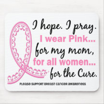 I Wear Pink For My Mom Filigree Pink Ribbon Mouse Pads