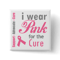 I Wear Pink For The Cure buttons